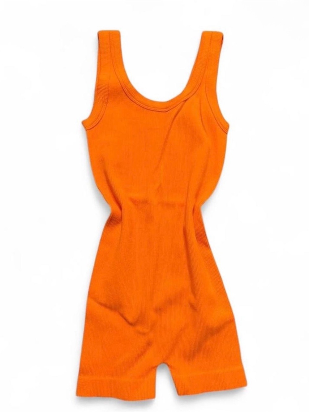 Neon Orange Ribbed Romper